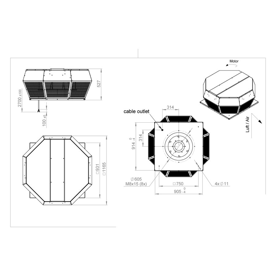ROOF-H-315 E4 32 вентилятор крышный